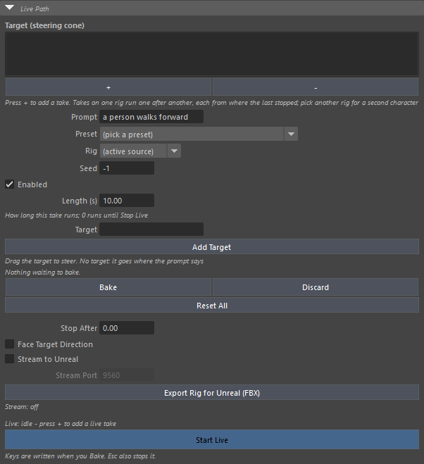 Live Path panel